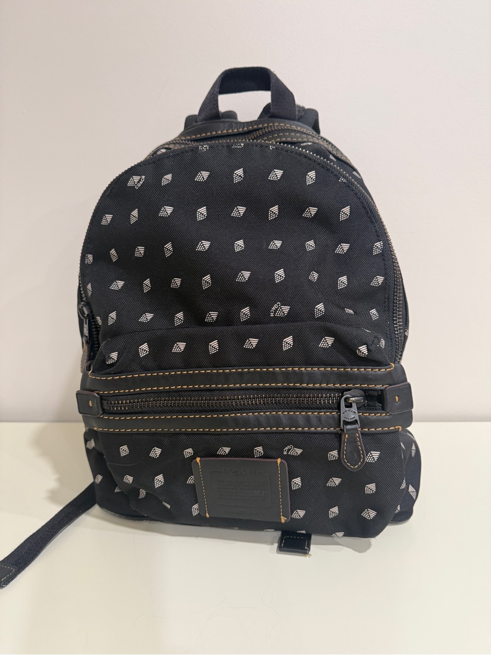 Coach F29479 Academy Backpack With Dot Diamond Print with a gift backpack 🎒